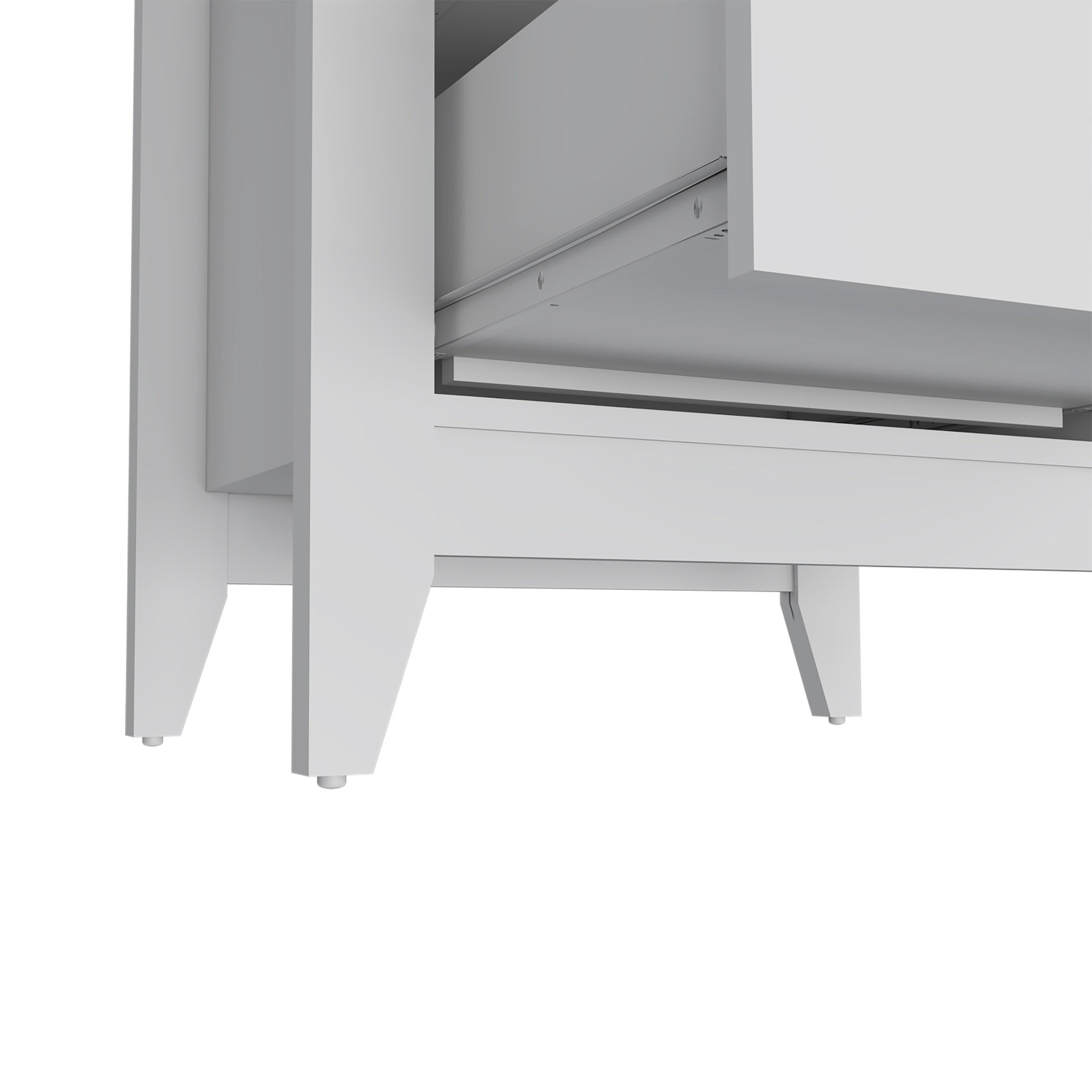 Nightstand More, Two Shelves, Four Legs, White Finish