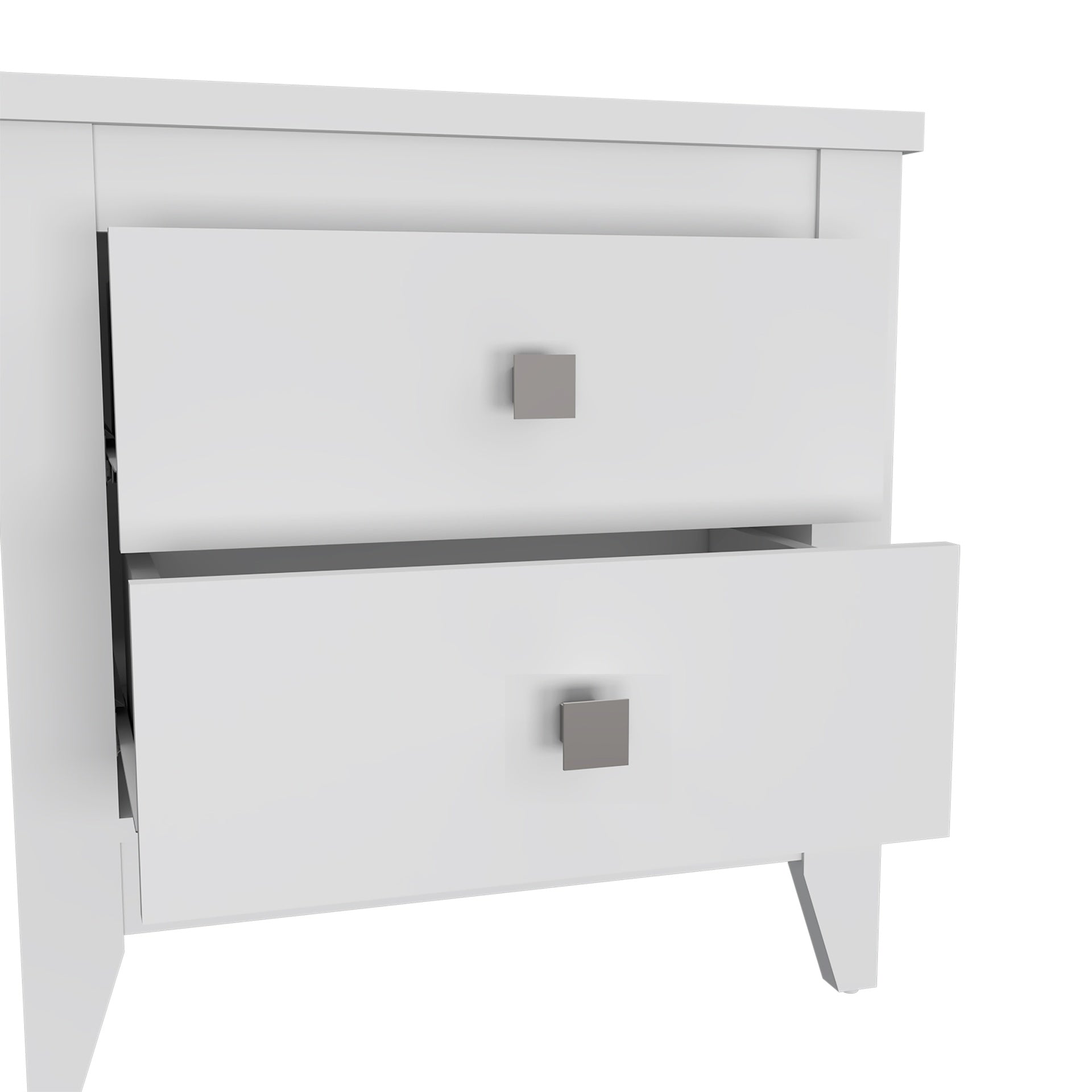 Nightstand More, Two Shelves, Four Legs, White Finish