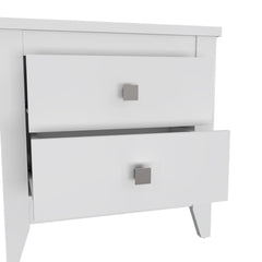 Nightstand More, Two Shelves, Four Legs, White Finish