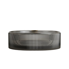 SONNY 14'' Bathroom Round Crystal Glass Sink without Faucet, Transparent Black