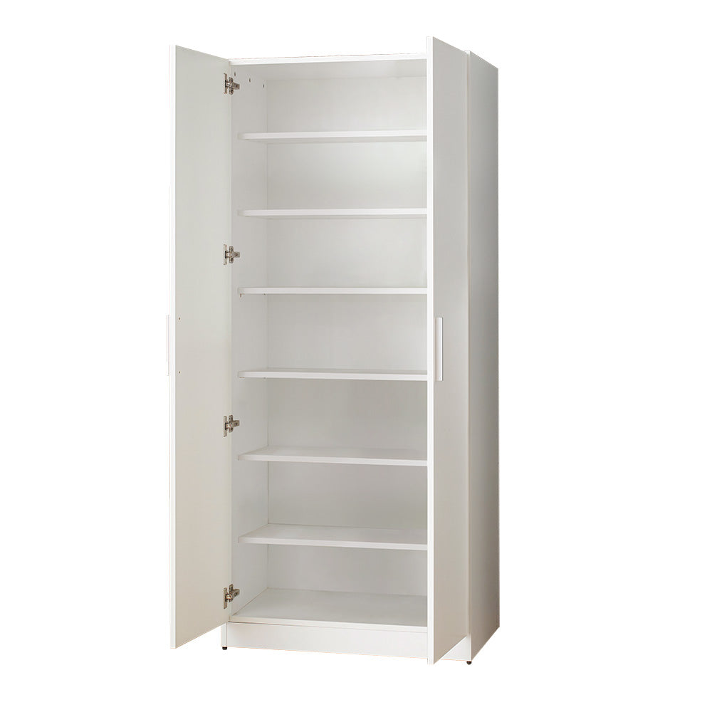Mia Tall Shoe Cabinet with Six Shelves in White
