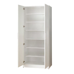 Mia Tall Shoe Cabinet with Six Shelves in White