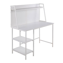 Geo Shelf Contemporary Desk in White Steel and White Wood by LumiSource