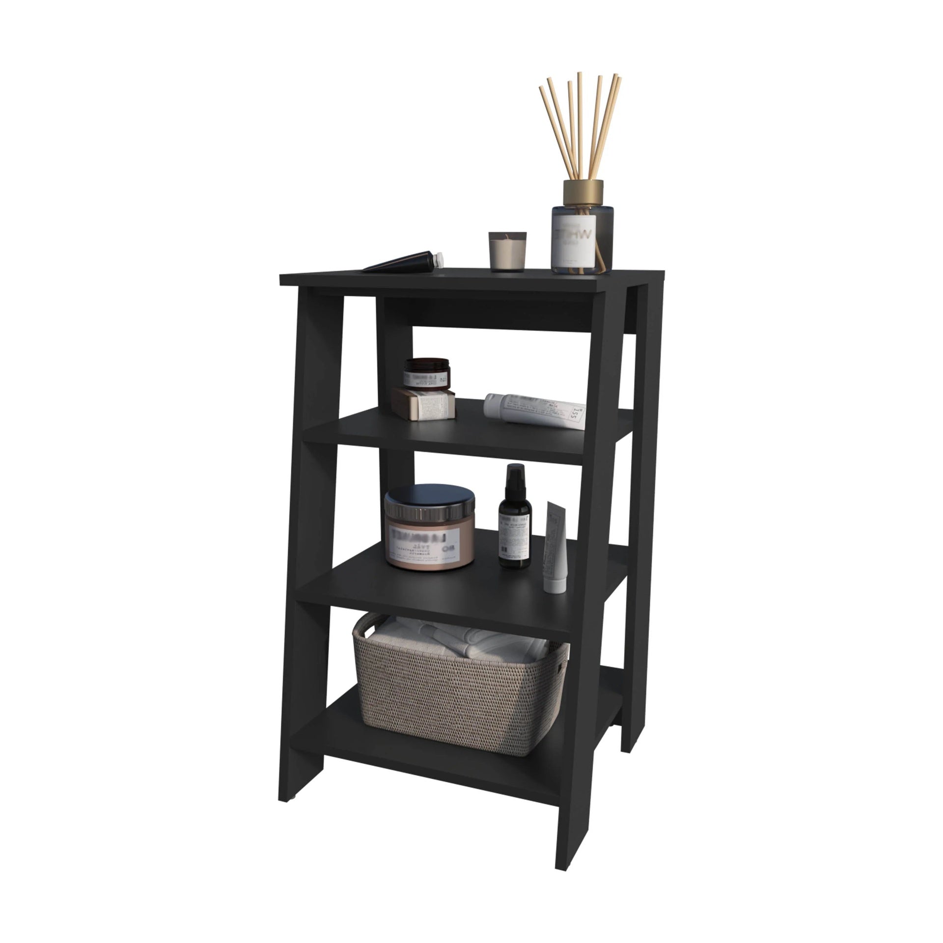 Wenge Freestanding Bathroom Shelf with Open Storage