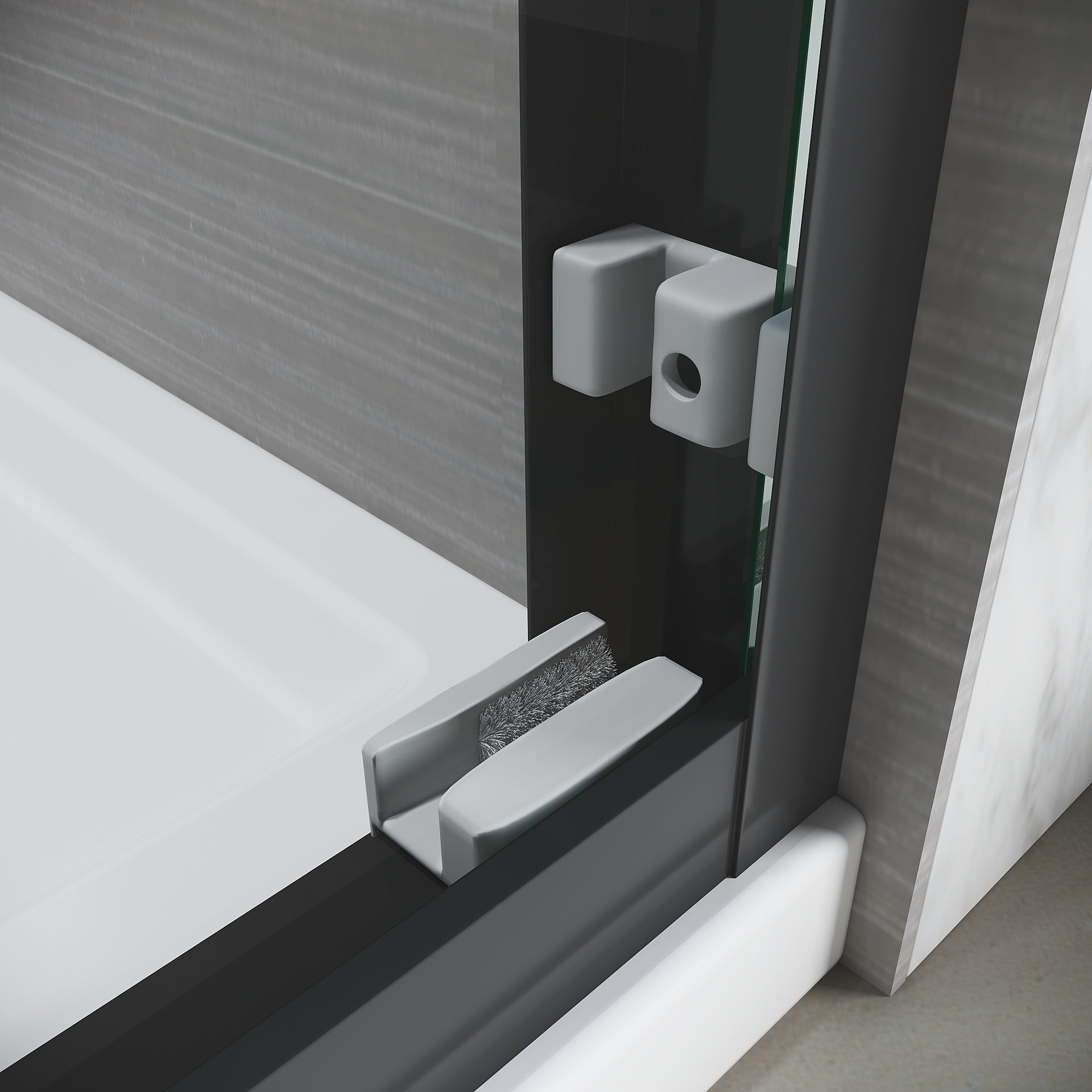 Sliding Shower Glass Door 50-54 in. W x 72 in. H, Adjustable Semi Frameless Shower Door, Certified Thick Clear Clear Tempered Glass, 304 Stainless Steel Handles, Black Finish