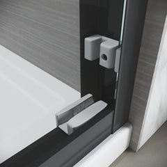 Sliding Shower Glass Door 50-54 in. W x 72 in. H, Adjustable Semi Frameless Shower Door, Certified Thick Clear Clear Tempered Glass, 304 Stainless Steel Handles, Black Finish