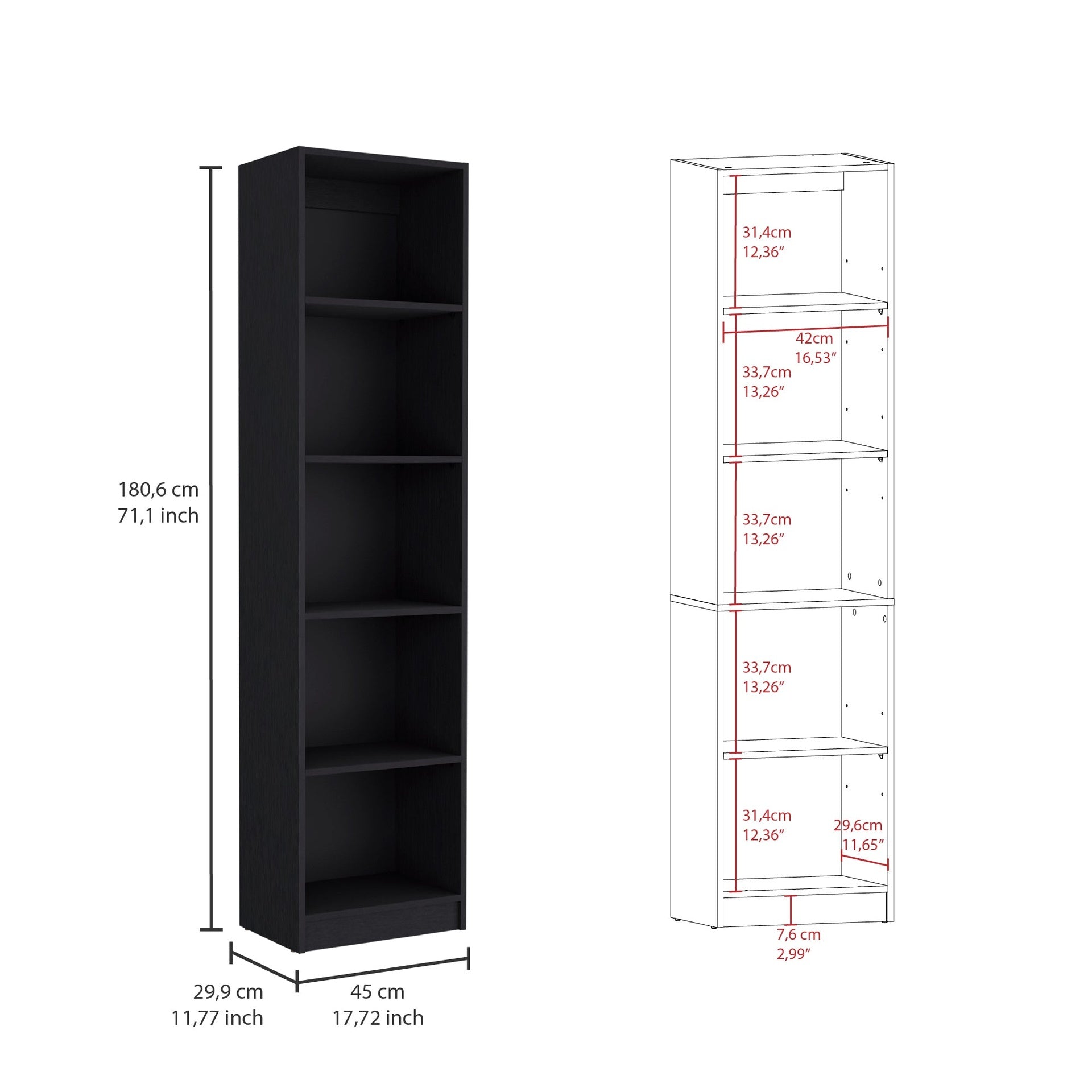 Wenge Slim 2 Piece Living Room Set with 2 Bookcases