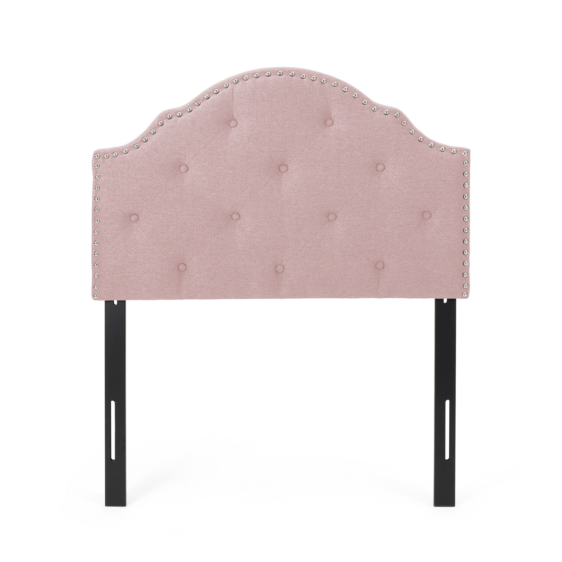 Tufted Upholstered Headboard Twin Size, Solid Wood Head Board with Durable Metal Legs, Adjustable Height Twin headboard with Nailhead Trim,fabric Headboard in Modern Button Tuffted Design