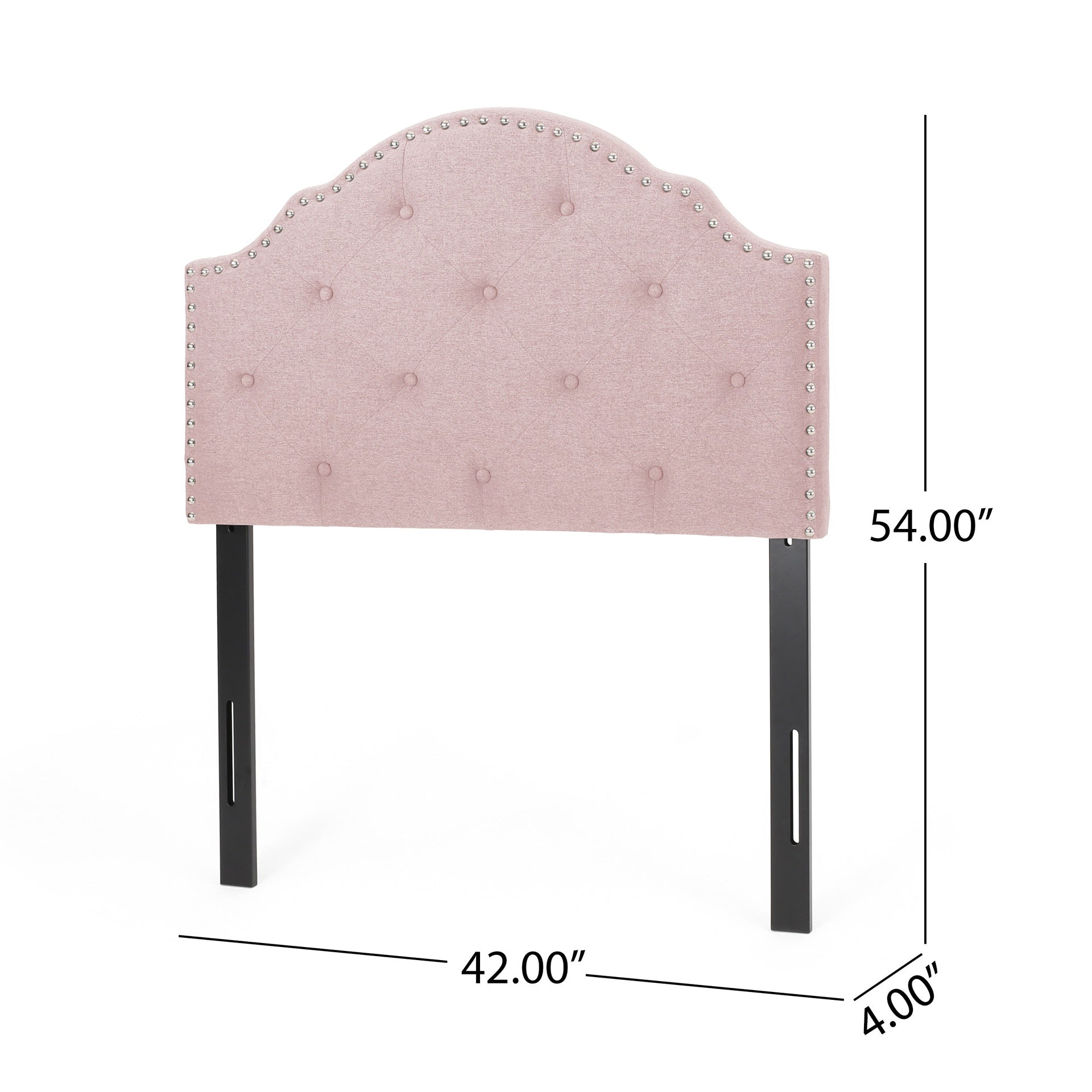 Tufted Upholstered Headboard Twin Size, Solid Wood Head Board with Durable Metal Legs, Adjustable Height Twin headboard with Nailhead Trim,fabric Headboard in Modern Button Tuffted Design