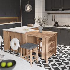 Dante 36" Oak Finish 3-PC Counter Height Table Set