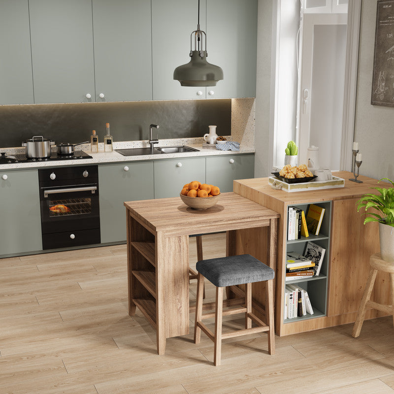 Dante 36" Oak Finish 3-PC Counter Height Table Set