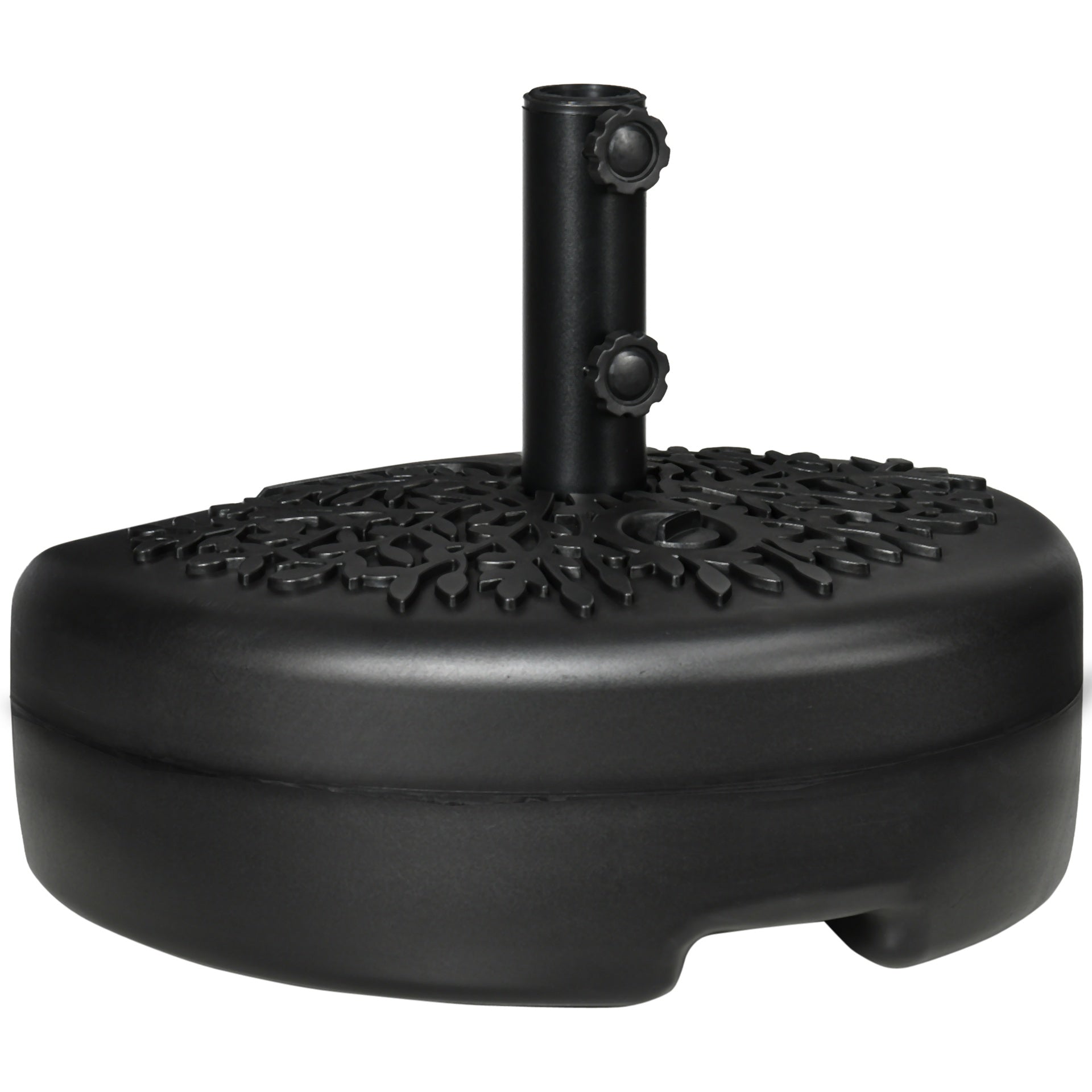 Outsunny Half Round Umbrella Base, Sand or Water Filled Half Patio Umbrella Stand Holder for Lawn, Deck, Backyard and Garden, 40lb Capacity Water or 46lb Capacity Sand, Fit 1.5"or 2" Pole, Black
