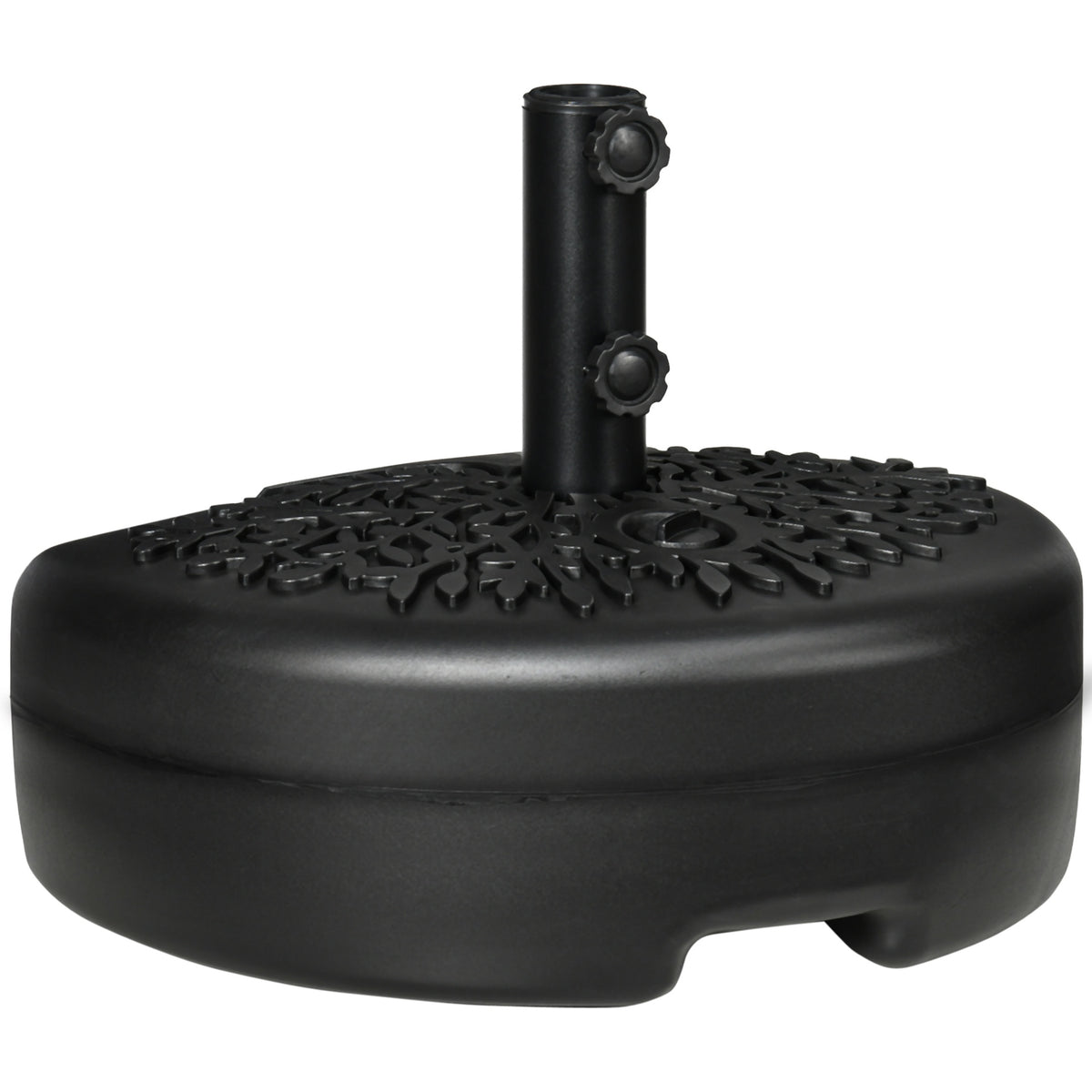 Outsunny Half Round Umbrella Base, Sand or Water Filled Half Patio Umbrella Stand Holder for Lawn, Deck, Backyard and Garden, 40lb Capacity Water or 46lb Capacity Sand, Fit 1.5"or 2" Pole, Black