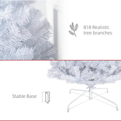 HOMCOM 7ft Pencil Christmas Tree, Unlit Artificial Christmas Tree Slim Douglas Fir Xmas Tree with Realistic Branches, Halloween Tree with 818 Tips, White