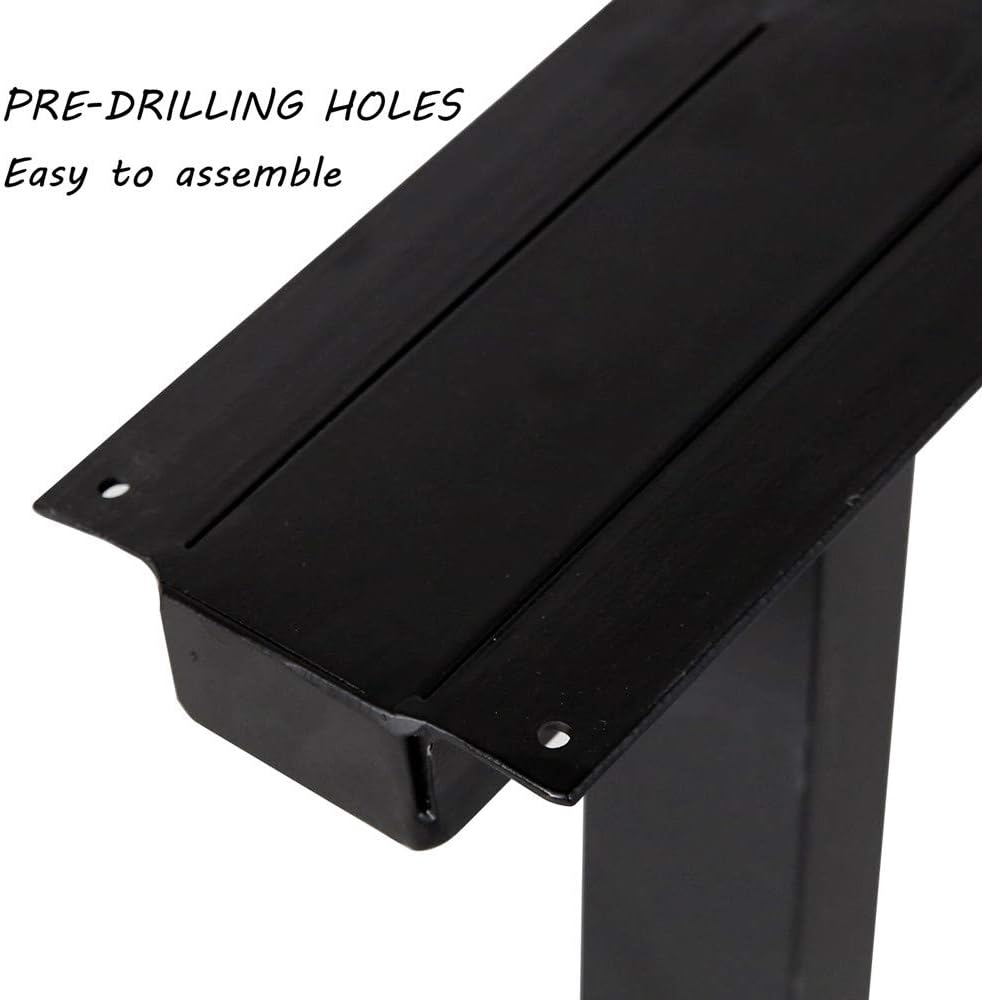 Metal Table Legs 28''x 24'' Heavy-Duty Desk Legs Industrial Furniture Legs for Dinning Table, Computer Table, Office Table (2Pcs)-Black
