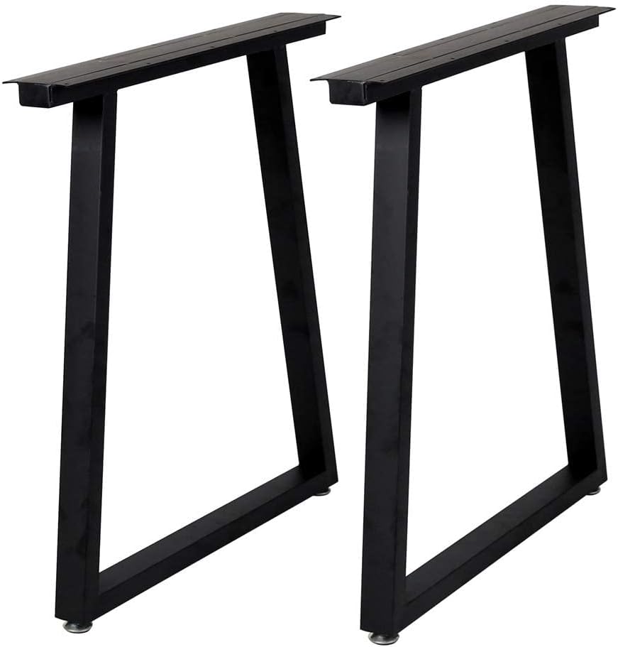 Metal Table Legs 28''x 24'' Heavy-Duty Desk Legs Industrial Furniture Legs for Dinning Table, Computer Table, Office Table (2Pcs)-Black