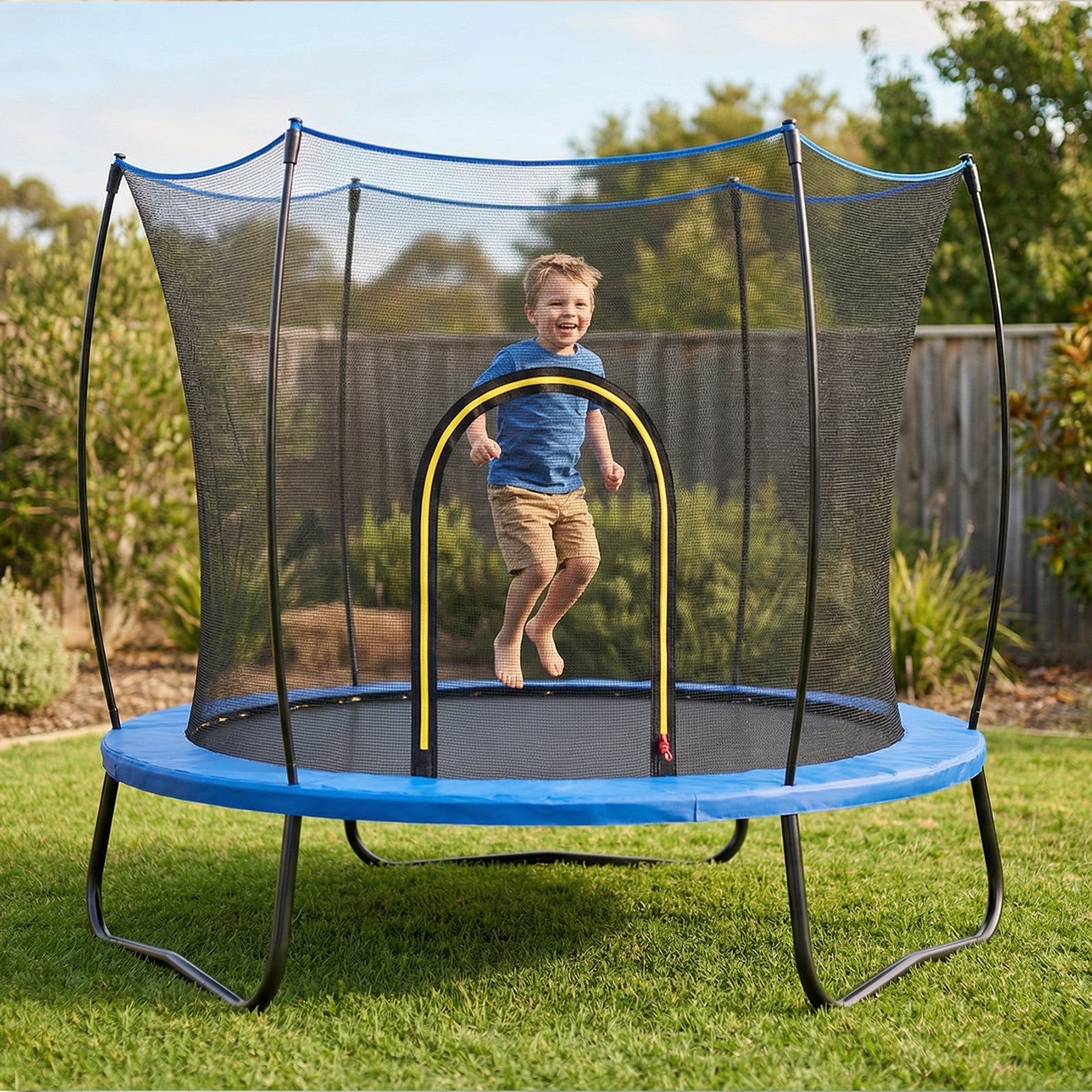 YC 55in round trampoline-spring-Blue