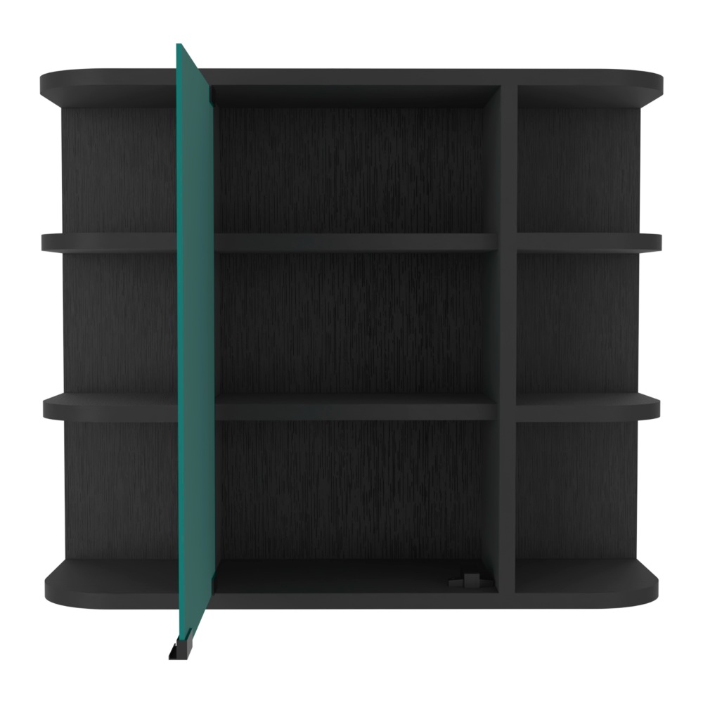Medicine Cabinet 19" H, Six External Shelves, Three Interior Shelves, Black