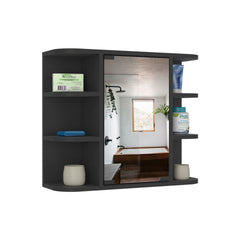 Medicine Cabinet 19" H, Six External Shelves, Three Interior Shelves, Black