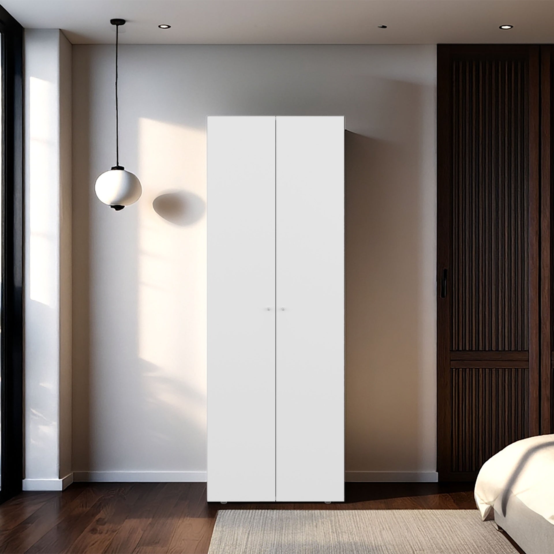 Armoire 66.9 inch H, 2 Doors, 2 Shelves, White - Bedroom