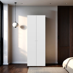 Armoire 66.9 inch H, 2 Doors, 2 Shelves, White - Bedroom