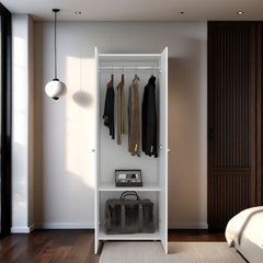 Armoire 66.9 inch H, 2 Doors, 2 Shelves, White - Bedroom
