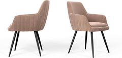Brown Modern Mid-Century Upholstered Accent Chair with Channel-Tufted Back, Set of 2