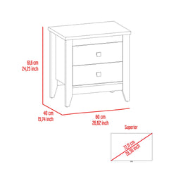 Breeze Four-Legged Modern Bedroom Nightstand, with Two Drawers