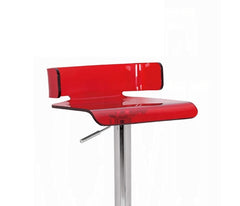 Adjustable Height Bar Stool Swivel Seat Acrylic Red and Chrome Finish Modern Kitchen Furniture 1pc Sleek Design