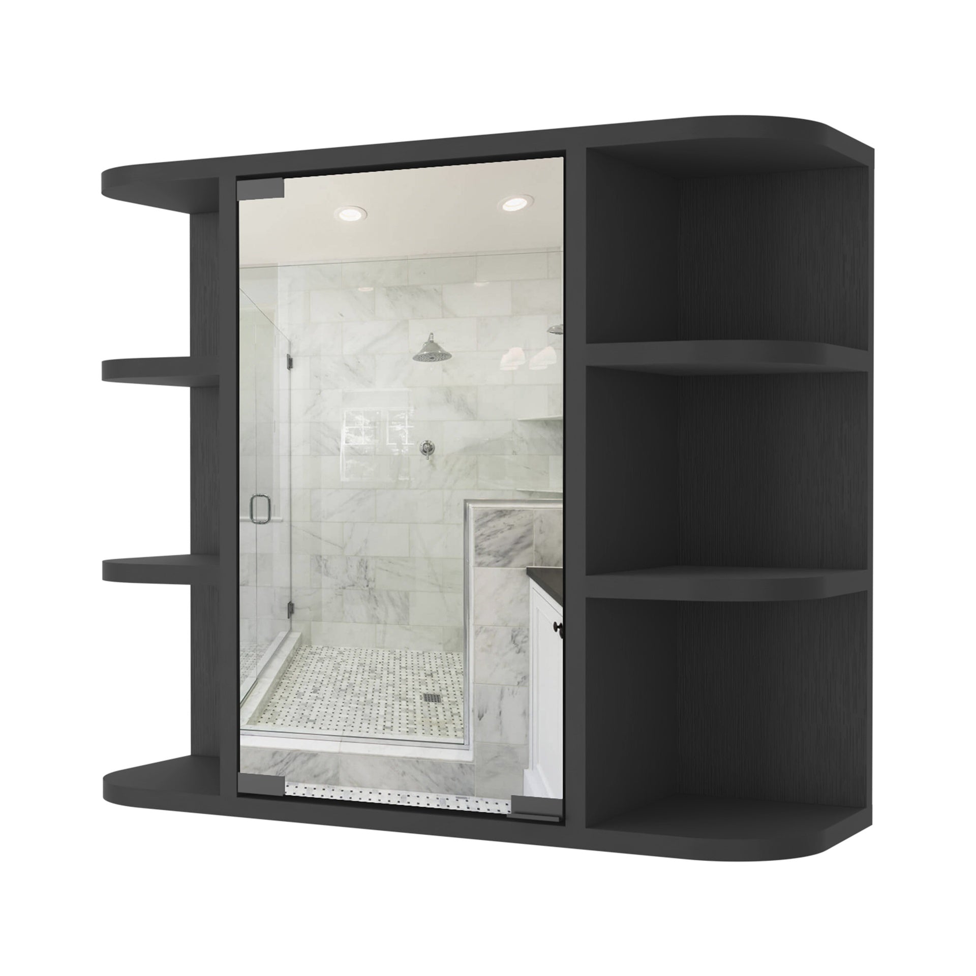 Roseburg 6-Shelf Medicine Cabinet with Mirorr Wenge
