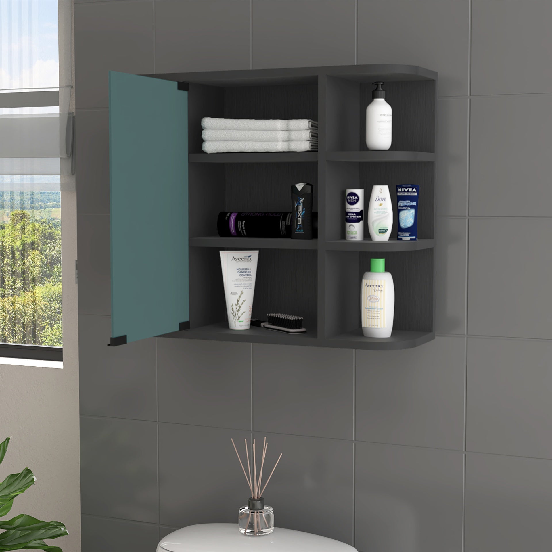 Roseburg 6-Shelf Medicine Cabinet with Mirorr Wenge