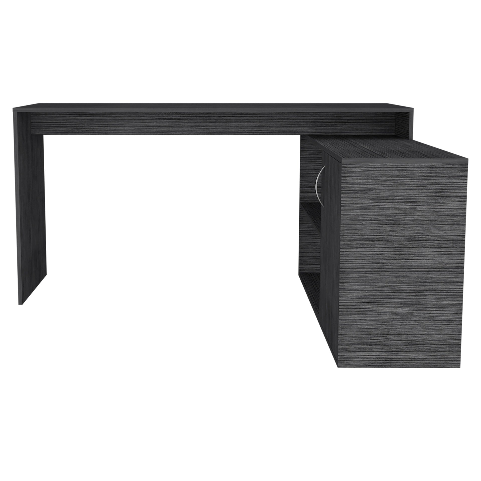 Smokey Oak 2-Shelf L-Shaped Office Desk