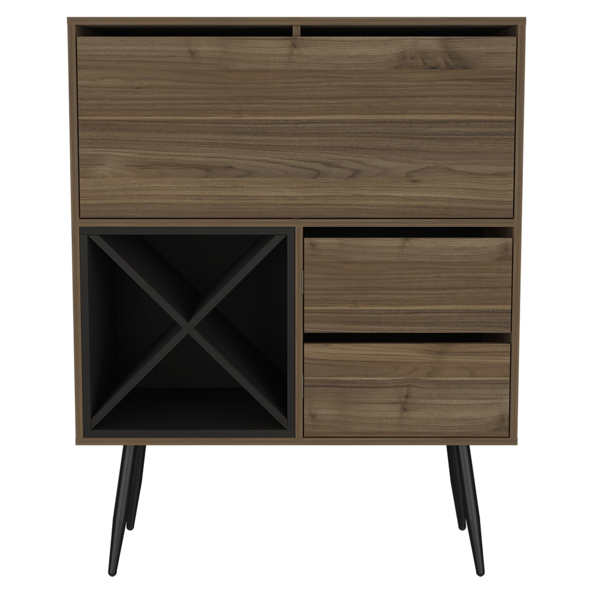 Wenge 4-Bottle 2-Drawer Bar Cabinet Mahogany and