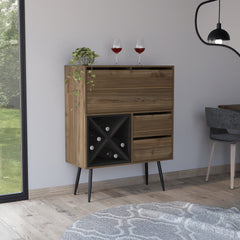 Wenge 4-Bottle 2-Drawer Bar Cabinet Mahogany and
