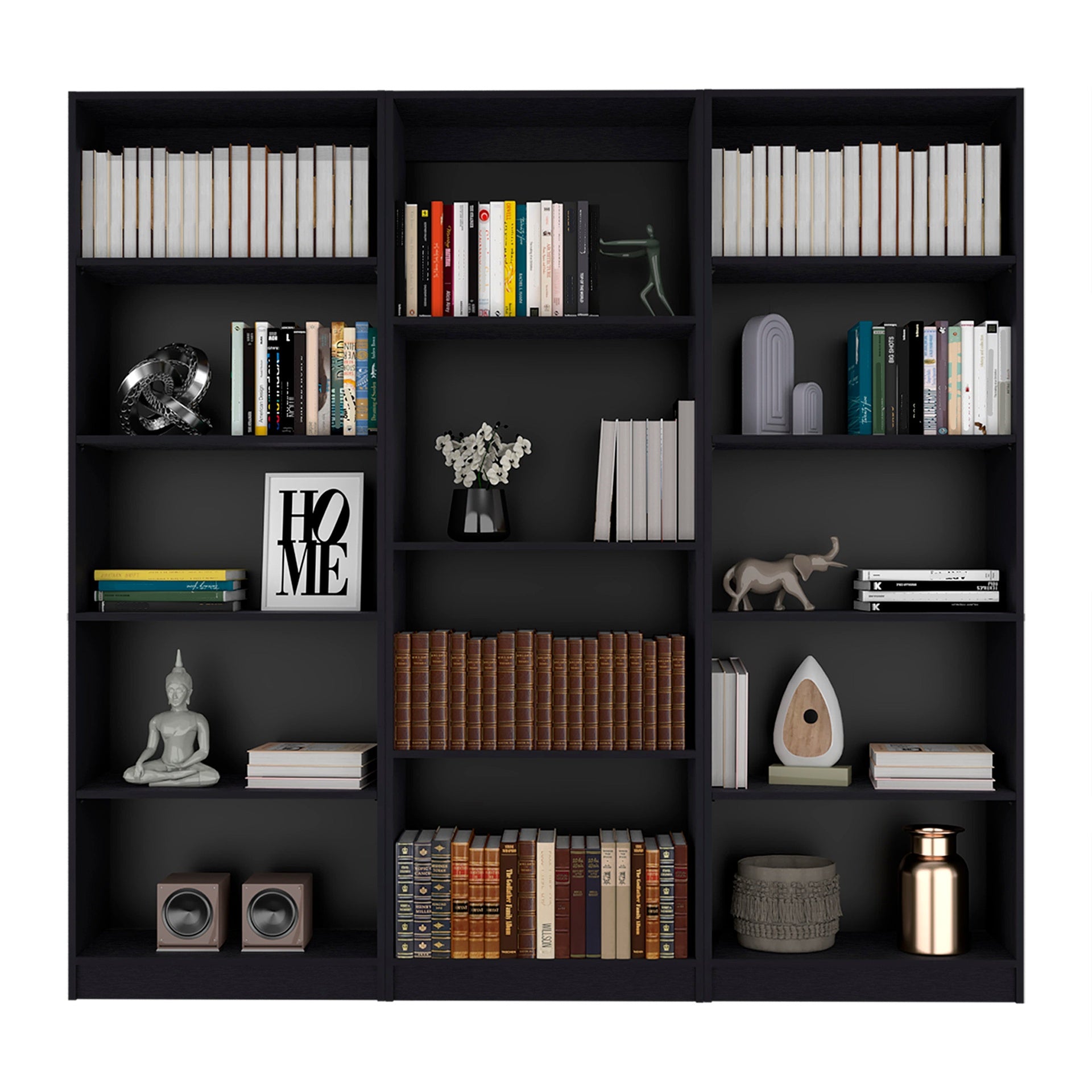 Wenge 3 Piece Living Room Set with 3 Bookcases