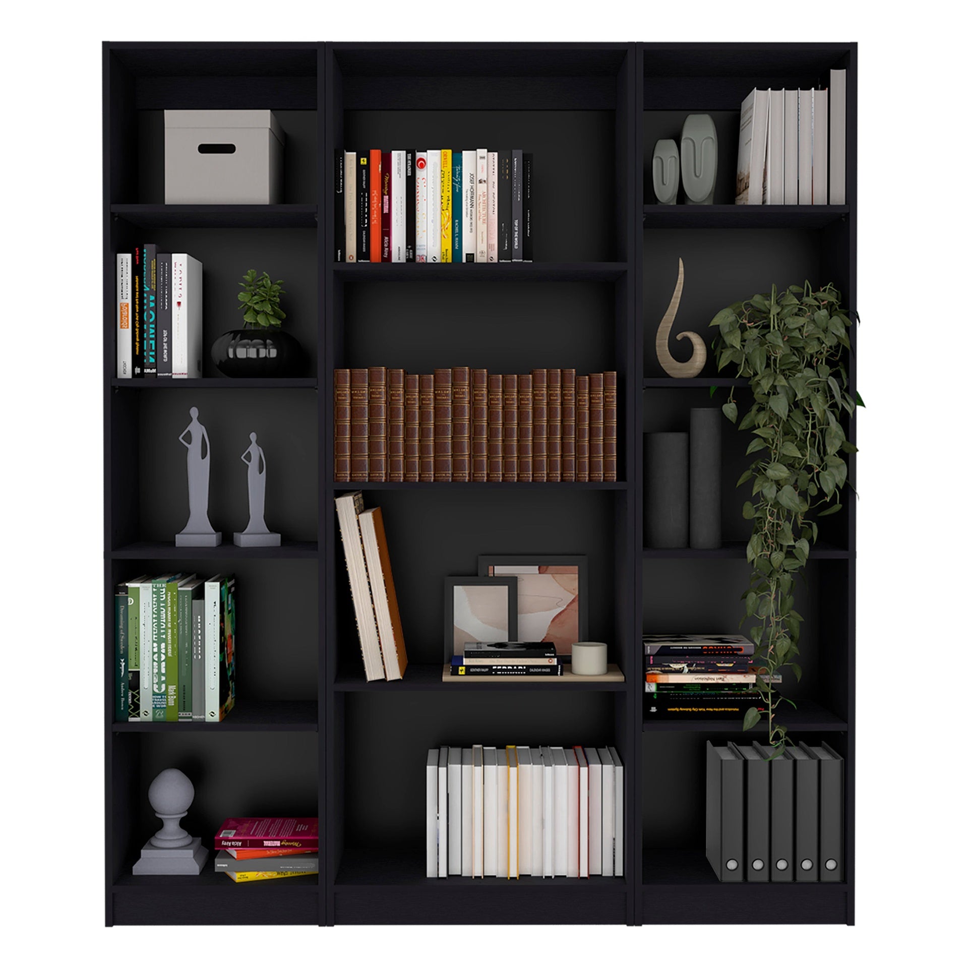 Wenge 3 Piece Living Room Set with 3 Bookcases