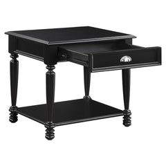 Classic Design Black Finish End Table with Drawer and Bottom Shelf Wooden Traditional Living Room Furniture 1pc Side Table
