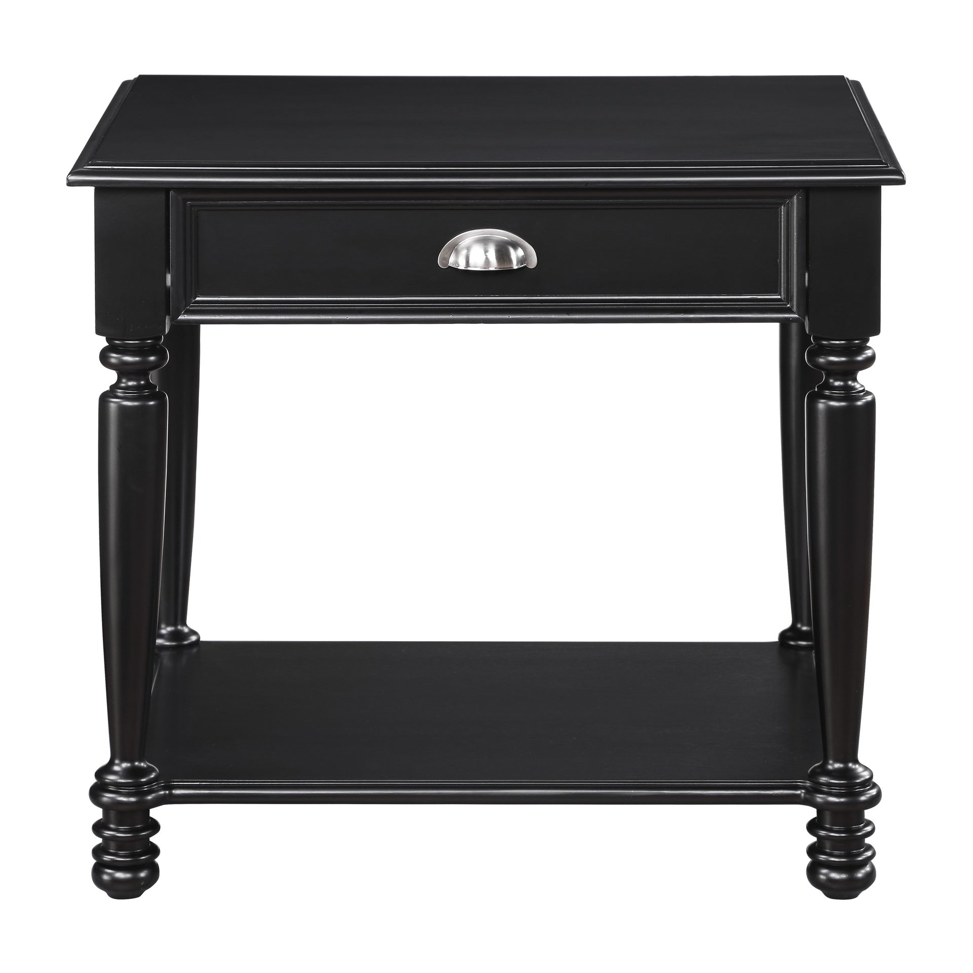Classic Design Black Finish End Table with Drawer and Bottom Shelf Wooden Traditional Living Room Furniture 1pc Side Table