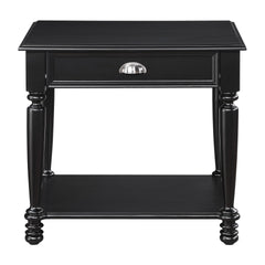 Classic Design Black Finish End Table with Drawer and Bottom Shelf Wooden Traditional Living Room Furniture 1pc Side Table