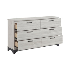 Contemporary 6-Drawer Storage Dresser Wooden Bedroom Furniture 1pc Two-Tone Finish White Oak and Gray