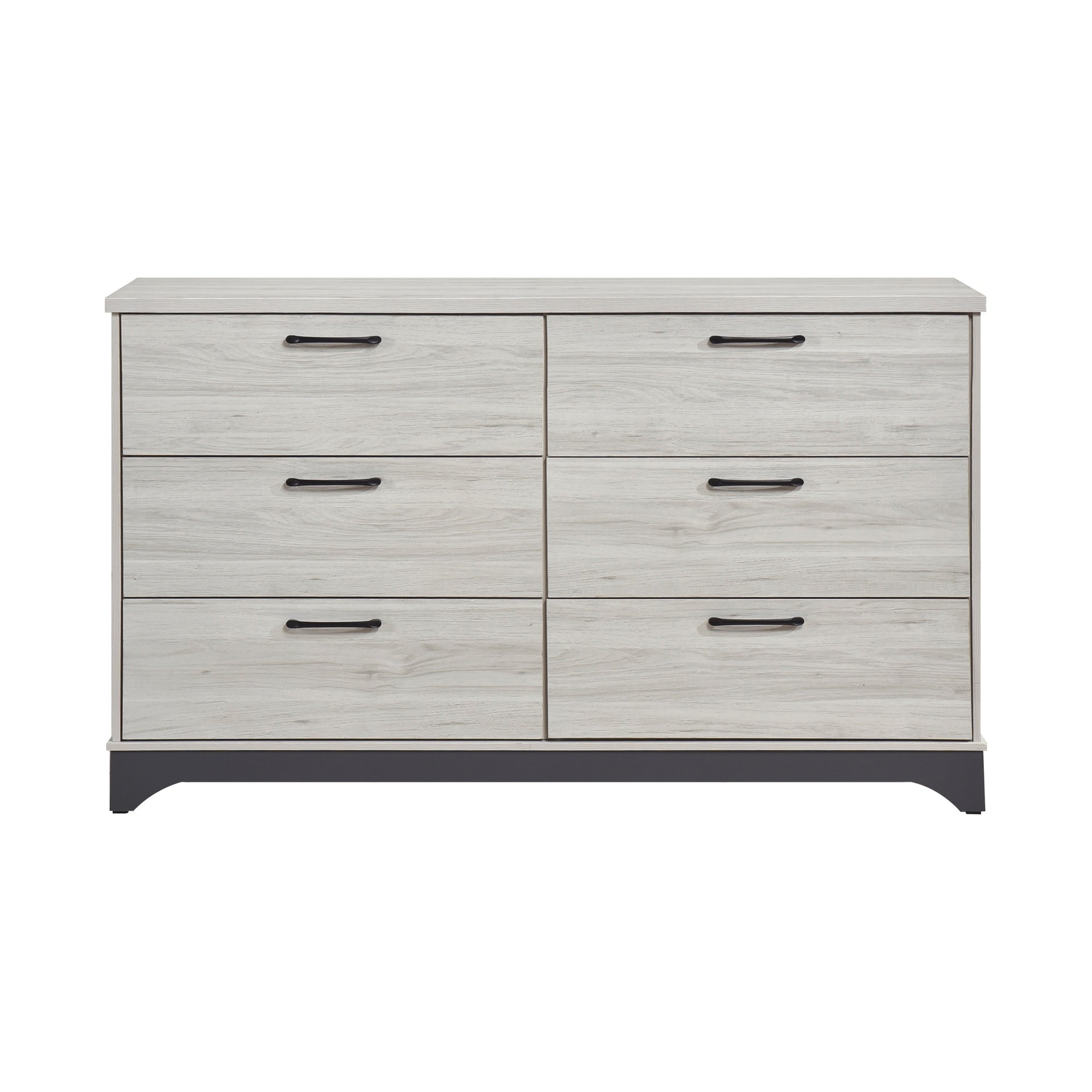 Contemporary 6-Drawer Storage Dresser Wooden Bedroom Furniture 1pc Two-Tone Finish White Oak and Gray