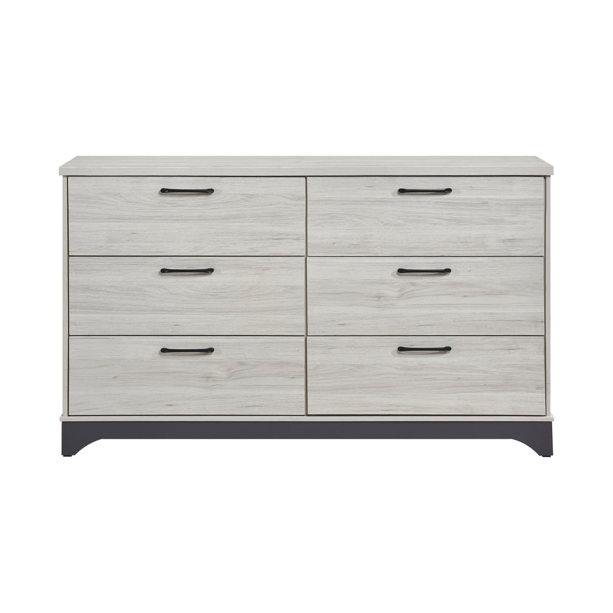 Contemporary 6-Drawer Storage Dresser Wooden Bedroom Furniture 1pc Two-Tone Finish White Oak and Gray