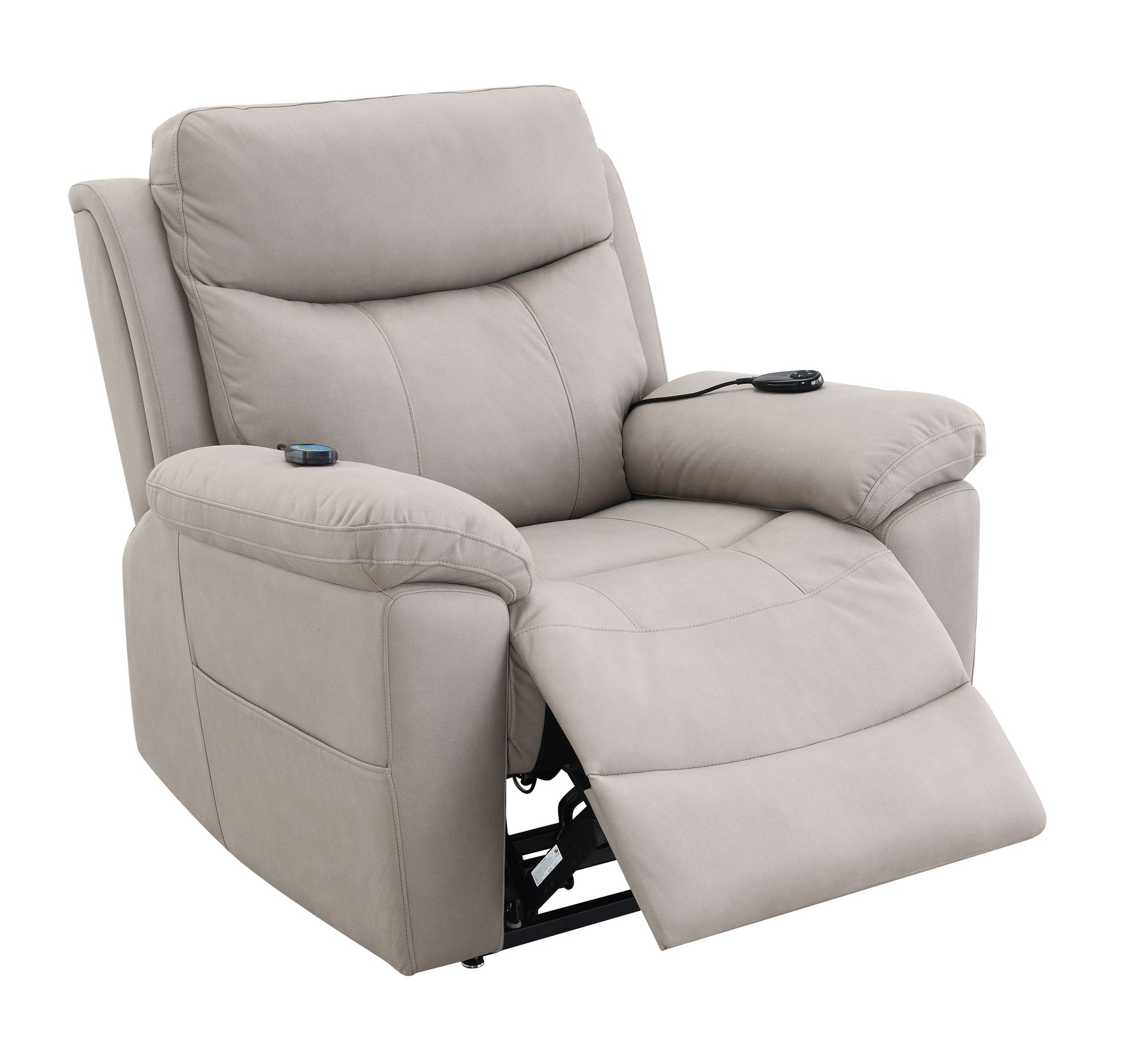 Chriki Light Gray Polished Microfiber Power Motion Recliner with Lift, Heating & Massage Chair