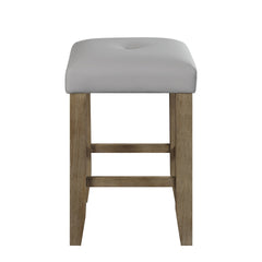 Charnell Gray Synthetic Leather & Oak Finish Counter Height Stool (Set of 2)