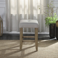 Charnell Gray Synthetic Leather & Oak Finish Counter Height Stool (Set of 2)