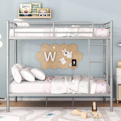 Full Over Full Metal Bunk Bed, Sliver