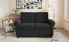 57.9" Orisfur Pull Out Sofa Bed  Loveseat Sleeper with Twin Size Memory Mattress with Two USB Ports for Living Room Spaces, Black