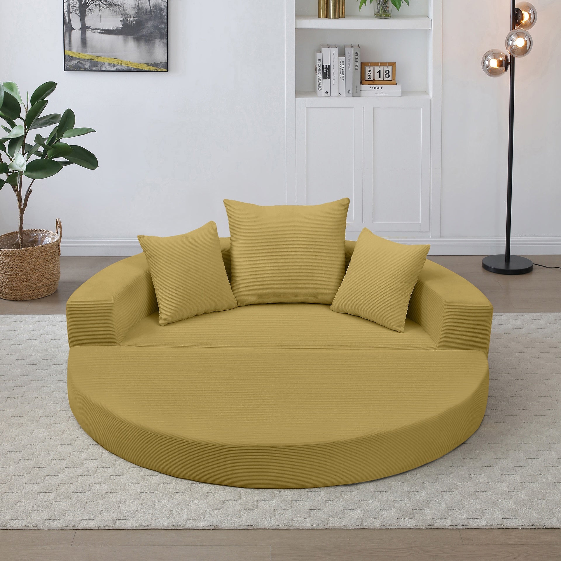 Convertible sofa couch bed,multi-functional,circular bed,adjustable Futon sofa ,No Assembly compressed corduroy floor lounge sofa for Apartment office bedroom living room