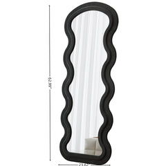 Flannel Full Length Wave black Floor Mirror with Stand for Bedroom living room Hanging or Against The Wall