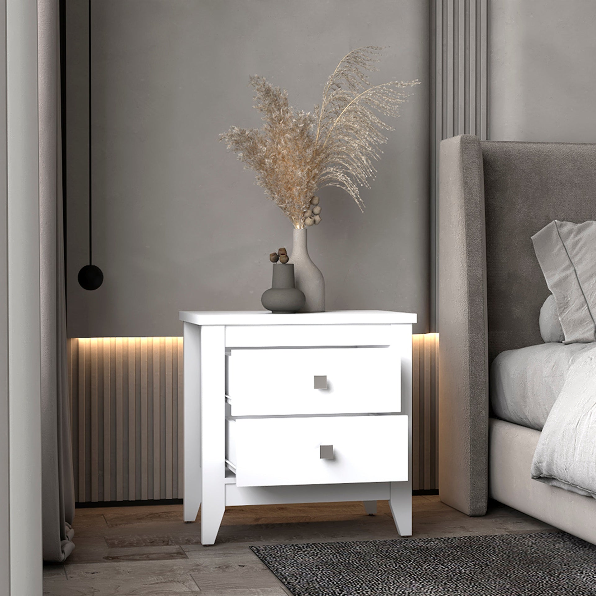 Windsor 2-Drawer Nightstand White